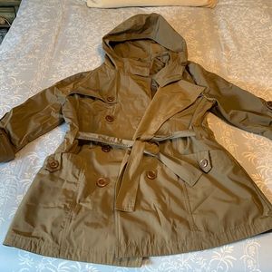 Michael Kors Button Up Raincoat with Tie-Waist